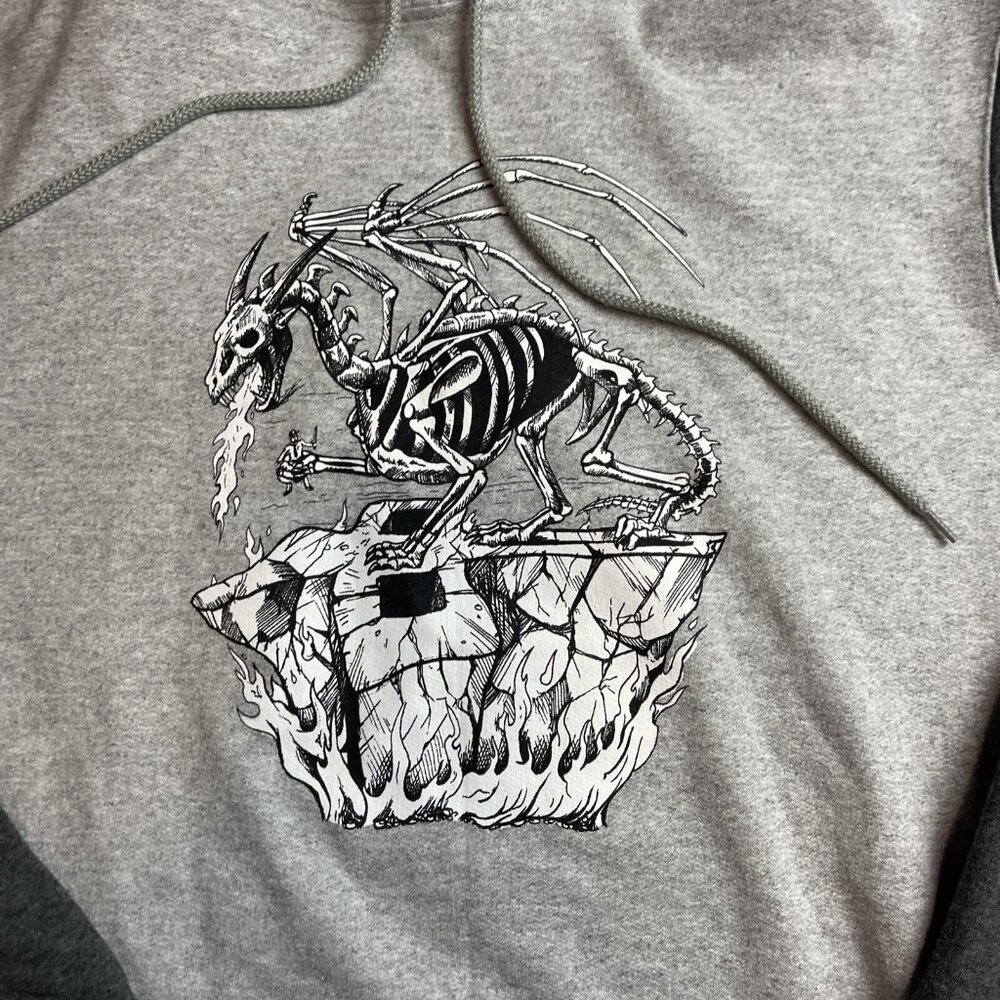Y2K RDS Red Dragon Mens M Hoodie Skateboard Graphic Dragon Grey CANADA MADE - Picture 8 of 14